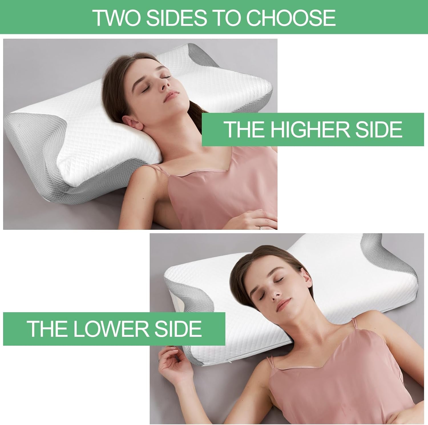 Ortopedisk kudde, nackvärkskudde, memory foam kudde, ortopedisk nackkudde, ortopedisk sovkudde, ortopedisk nackstödskudde, antisnarkande kudde delar Cervikala ortopediska kuddar Naty Shop