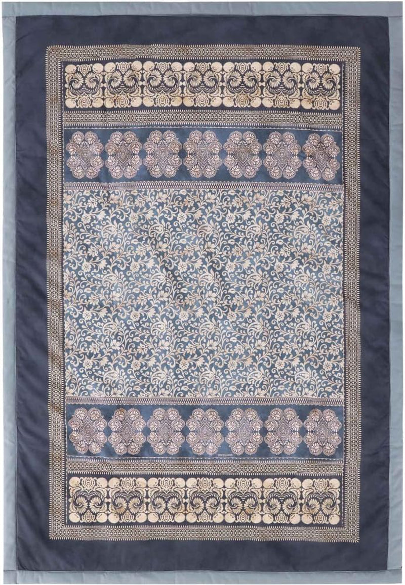 BASSETTI rutig bomull TORCELLO färg MÖRKBLÅ B1 storlek 135X190 Täcken och täcken Naty Shop silver 135X190