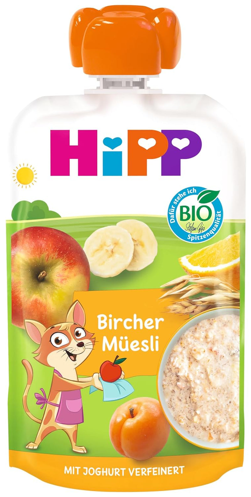 HiPP Bircher Müsli, pressbara påsar från 1 år (8 x 100g)