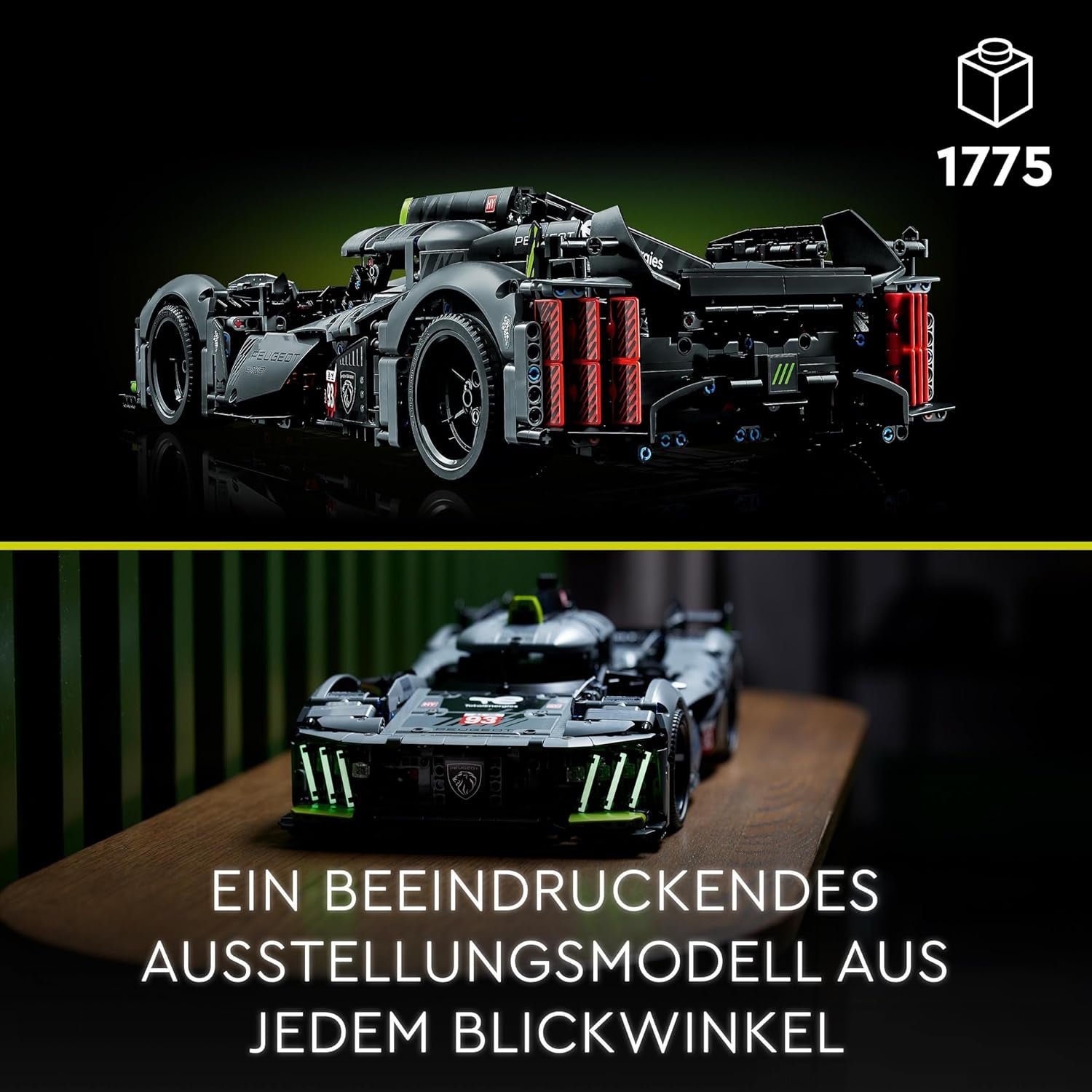 LEGO 42156 Technic Peugeot 9X8 24H Le Mans Hybrid Hypercar Legendarisk racerbil Vuxenmodell Kit 1:10 Motorsportbil Samlarobjekt för avancerade spelare Byggsatser Besuche den LEGO-Store