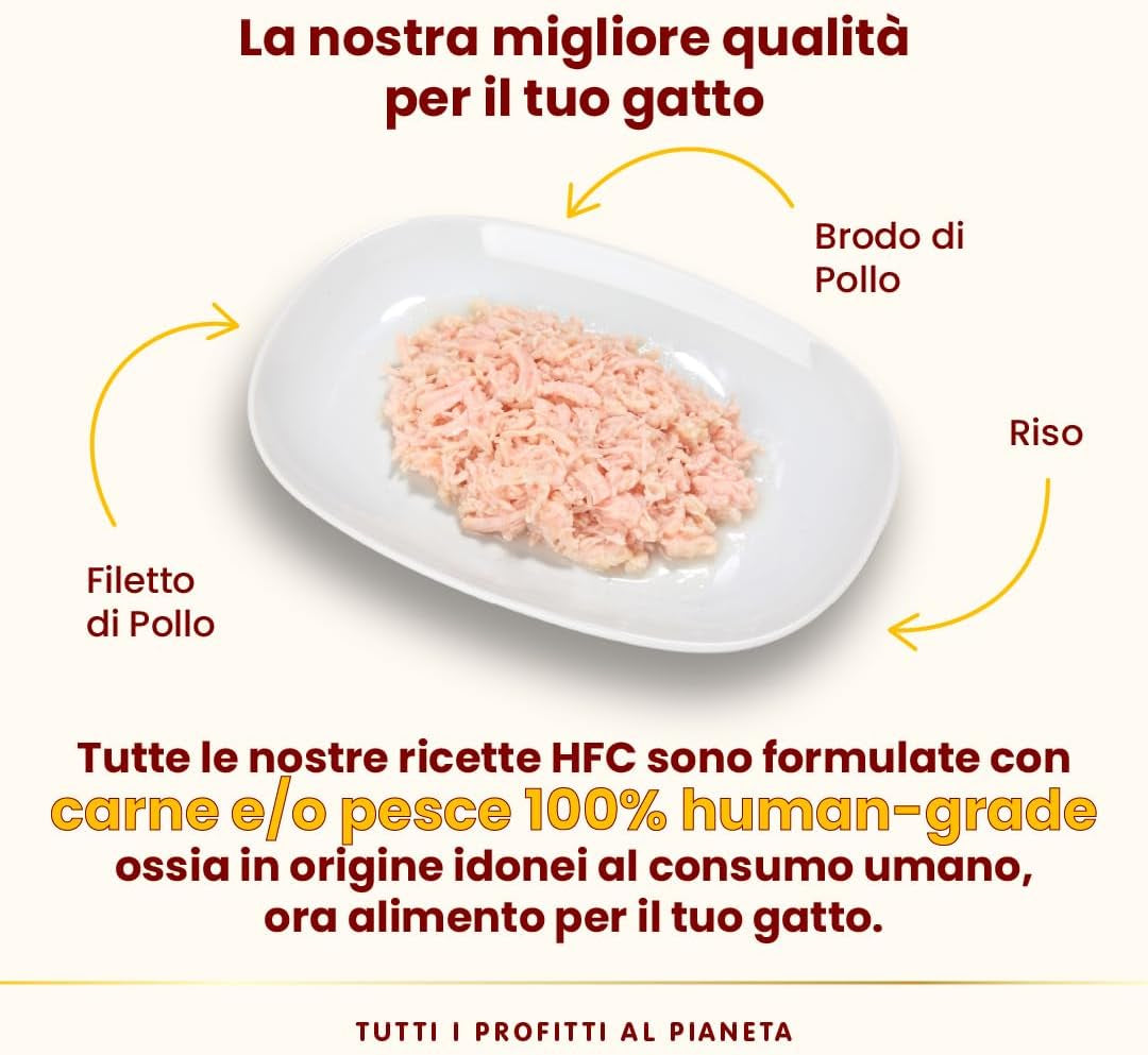 almo nature HFC Natural - Våtfoder för katter - med kyckling - Mänsklig kvalitet, Glutenfri, Monoprotein - 55g, förpackning om 6