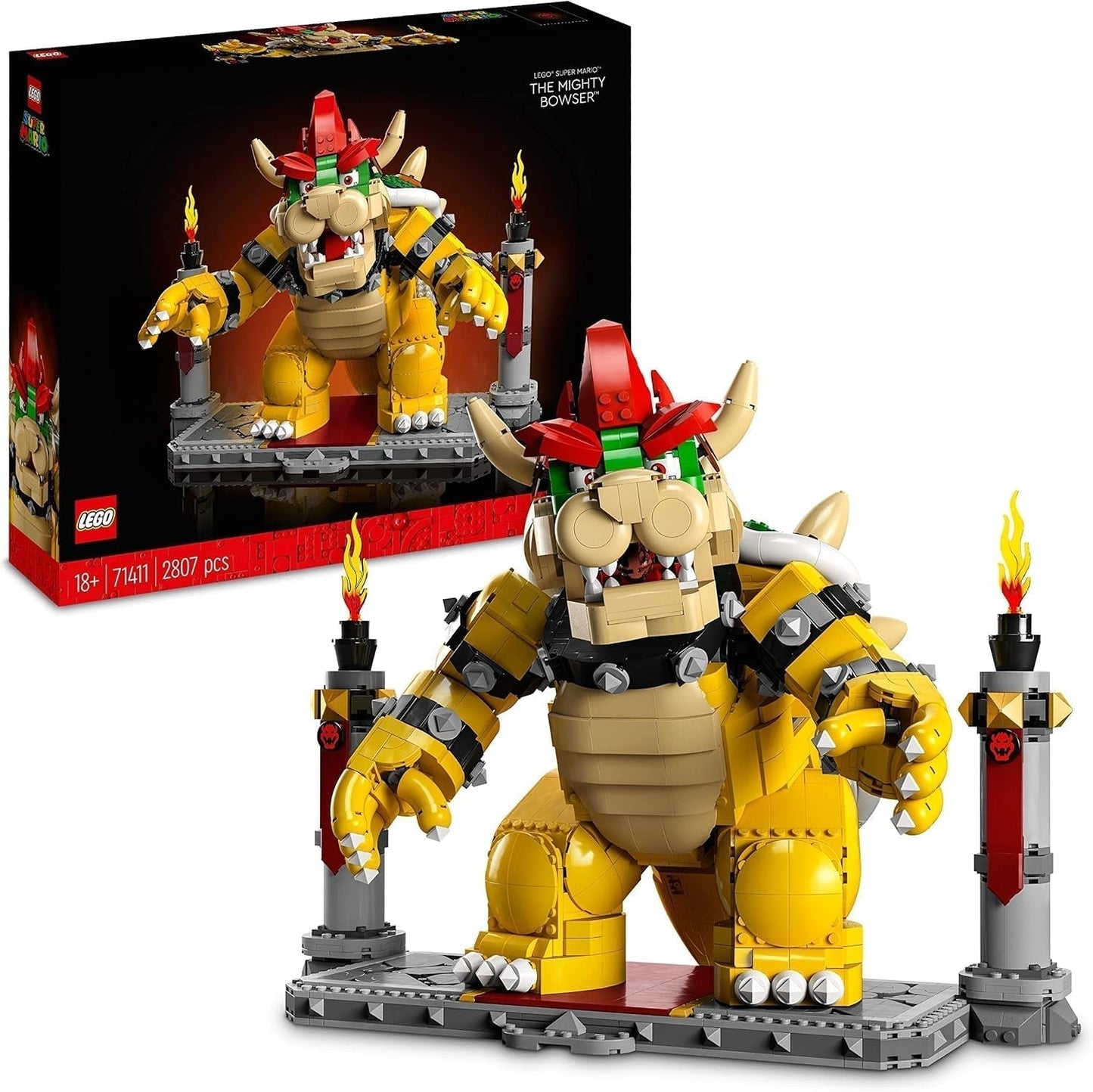 LEGO Super Mario The Mighty Bowser 3D-modellsats Stor samlarbar rörlig figursats inklusive duellplattform Fläkt Presentidé Visningsrumsdekor 71411 Byggset Besuche den LEGO-Store Singur