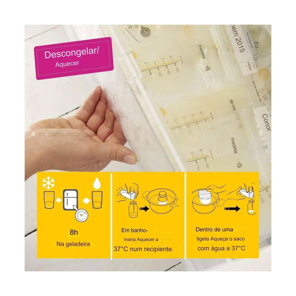 Medela bröstmjölksförvaringspåsar 25 st, ca. 200 ml, vit (spansk version) Mat och amningstillbehör Bebe Naty Shop