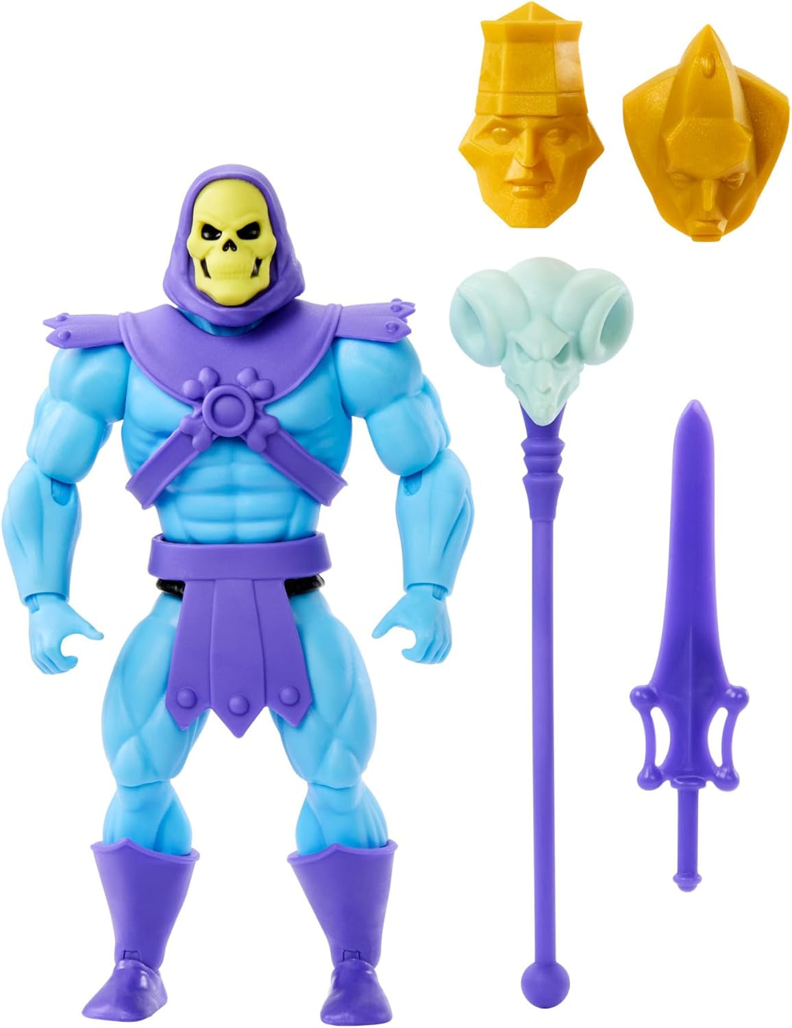 Masters of the Universe Origins-leksak, skelettfigur från den tecknade samlingen, skurk stående ca. 14 cm med rustning, stav, svärd och 2 masker, HYD24 Actionfigurer Naty Shop Modern