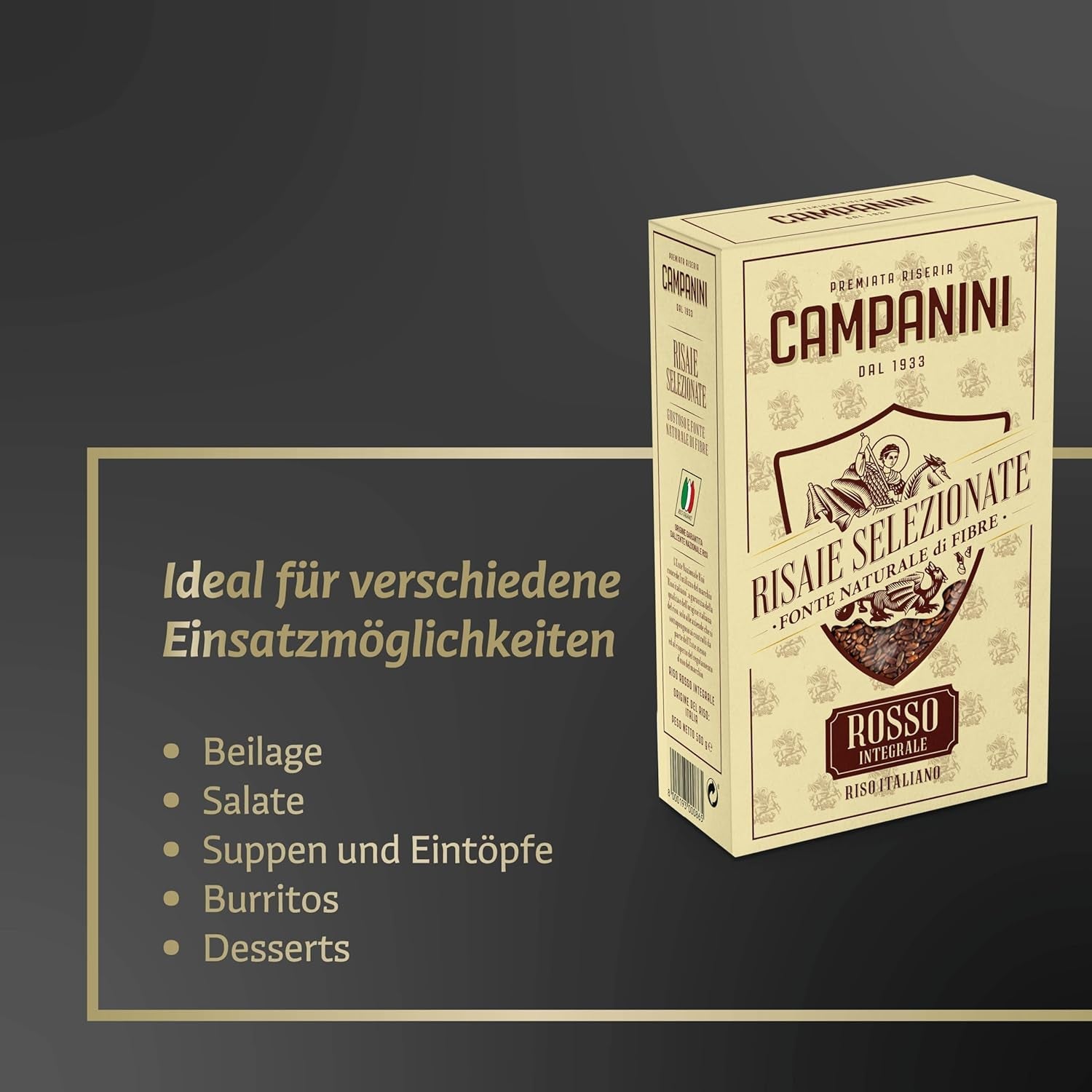RISO ROSSO INTEGRALE Rött ris med fullkorn RISERA CAMPANINI 500g från Italien