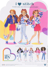 Disney ILY 4EVER Stitch modedockor med rött hår, 29 cm långa, med 13 artikulationspunkter, två kompletta mix-and-match outfits och en gnistrande Musse ring för dig!