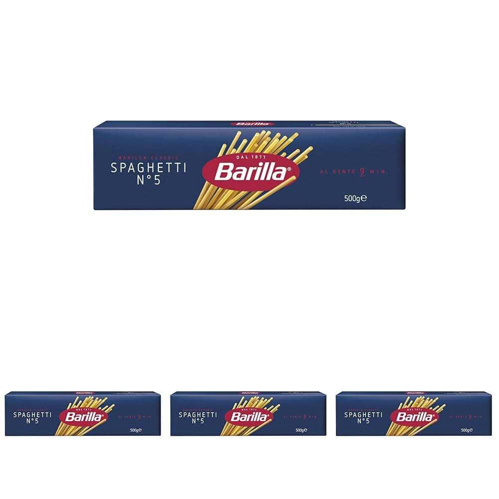 Barilla Pasta Klassische Spaghetti n.5 av högkvalitativ Hartweizen immer al dente, (1 x 500 g), smaklös