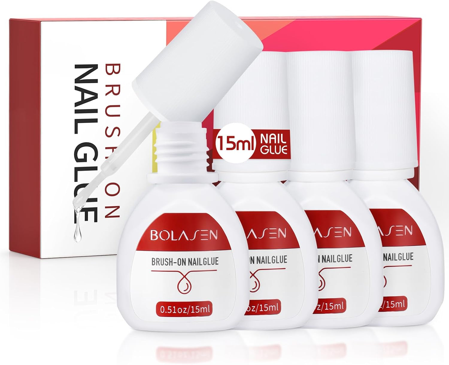 Nageltoppslim, BOLASEN Extra starkt nagellim, 4 st sprucket nagellim, nagellim, extra starkt konstgjord nagellim, nagellim - 4 * 7ml
