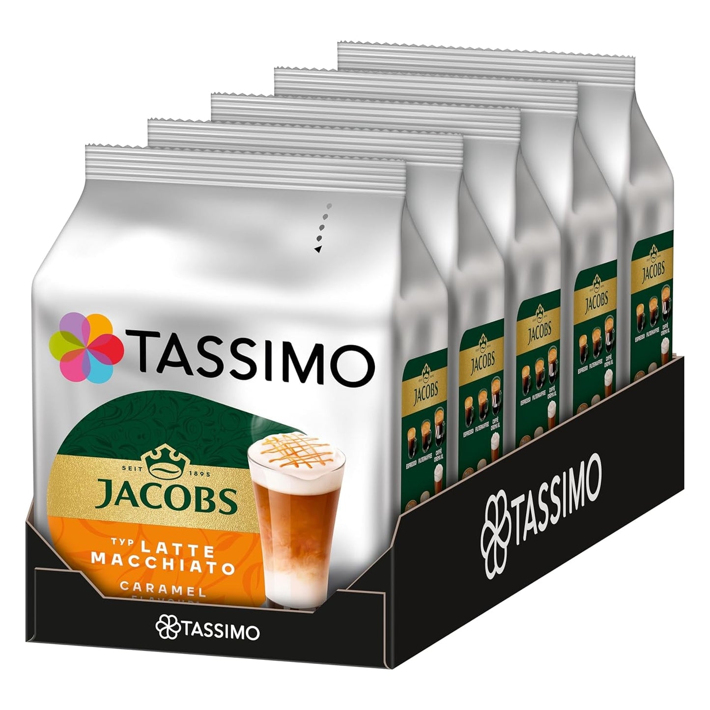 Tassimo Kapseln Jacobs Typ Latte Macchiato Caramel, 5 x 8 pads, 40 Kaffeekapseln