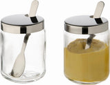 APS 40415 Senapskruka, set om 2 st, vardera Ø 5cm, H: 6cm, glas, rostfritt stål, inkl. sked och lock