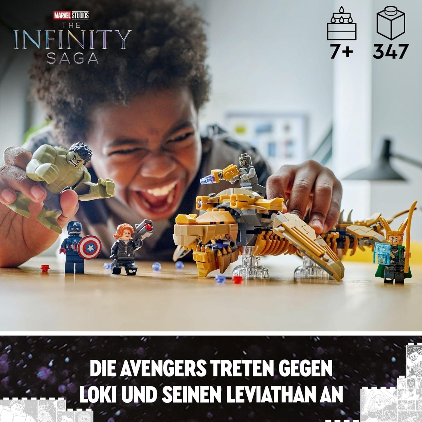 LEGO Marvel Avengers vs. Leviathan byggleksaksset med Hulk och Captain America, Loki, Black Widow och Chitauri minifigurer Avengers lekset för pojkar och flickor 7+ 76290 Byggset Besuche den LEGO-Store