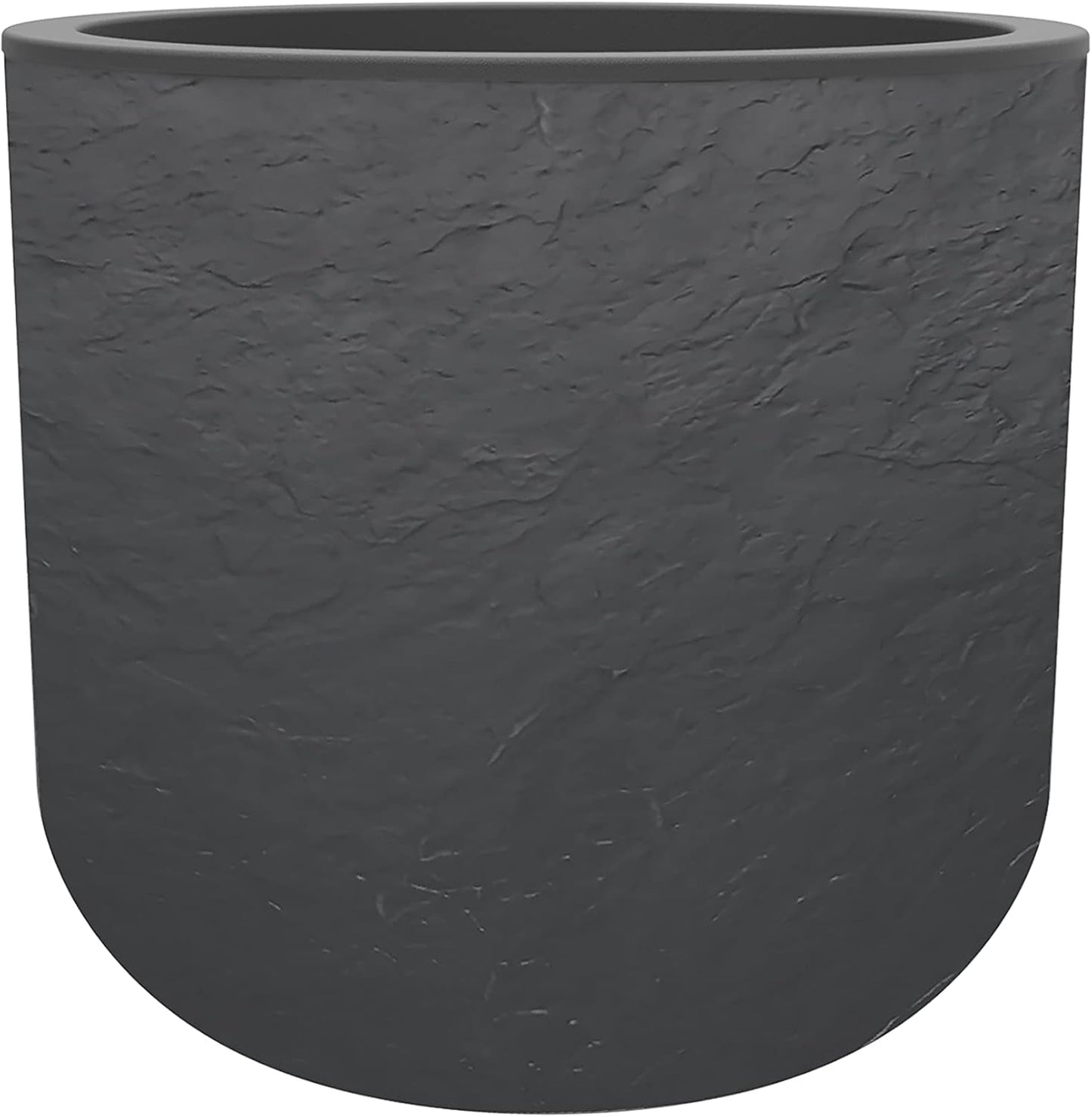 - Rund kruka, 40 cm, Volcania'Up 32,5 l, stenlook, enkelvägg, vattentankyta, Ø 38,5 x H. 36,8 cm, antracitgrå