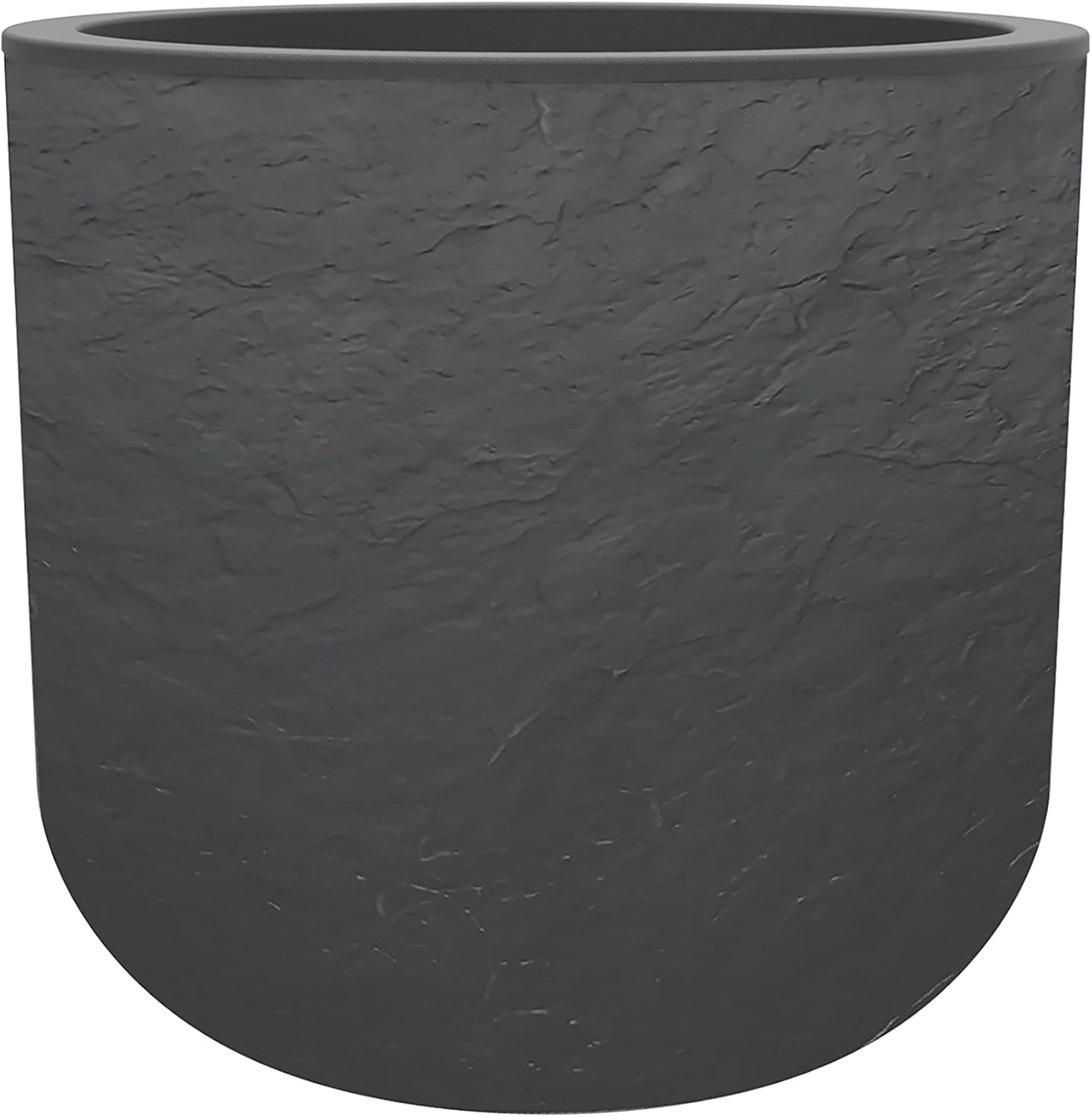 - Rund kruka, 40 cm, Volcania'Up 32,5 l, stenlook, enkelvägg, vattentankyta, Ø 38,5 x H. 36,8 cm, antracitgrå