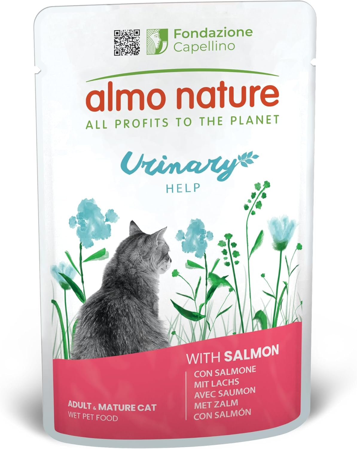 almo nature Functional Urinary Help - Våtfoder för vuxna katter med lax - Stödjer urinvägarnas hälsa - 30 påsar à 70 g vardera