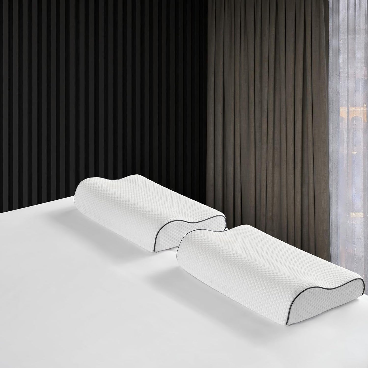 Z-Hom Nackstödskudde, Memory Foam Kudde, Side Sleeper Kudde, Ergonomisk Kudde, Anti Snorking Kudde, Ortopedisk Sovkudde, Avtagbart överdrag (49 X 30 X 7/10 Cm) Cervikala ortopediska kuddar Naty Shop