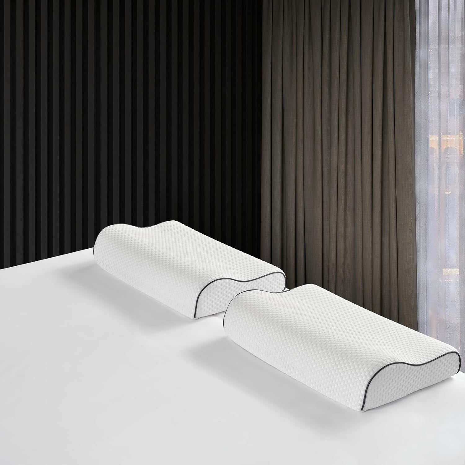 Z-Hom Nackstödskudde, Memory Foam Kudde, Side Sleeper Kudde, Ergonomisk Kudde, Anti Snorking Kudde, Ortopedisk Sovkudde, Avtagbart överdrag (49 X 30 X 7/10 Cm) Cervikala ortopediska kuddar Naty Shop