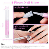 500st franska konstgjorda nagelspetsar Akryl Nagelspetsar Set Nagelförlängningar Nagelspetsar Falska nageltillbehör med 4st Nageldesign lim Gel Nails Natural