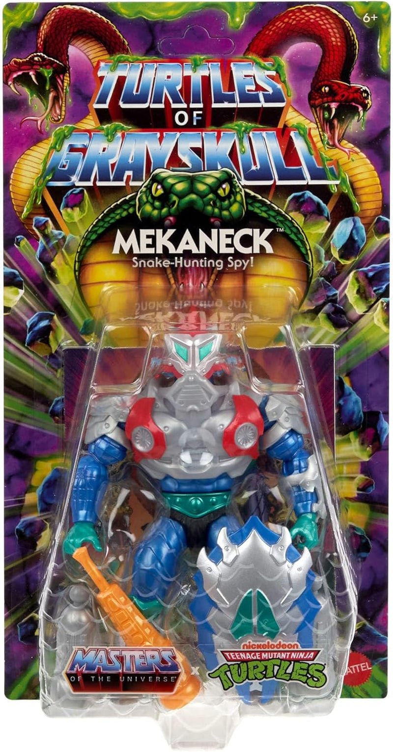 Masters of the Universe Origins Turtles of Grayskull Mekaneck Reptilkrig rörlig actionfigur, tonårsmutantninja och MOTU Crossover Hero Toy, JBN00, [Multicolor] Actionfigurer Naty Shop