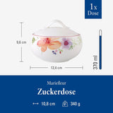 Villeroy & Boch - Mariefleur sockerskål, olika färger, diskmaskinssäker, mikrovågssäker, sockerskål med lock, sockerskål, förvaring, kaffetillbehör, blommig servis, premiumporslin