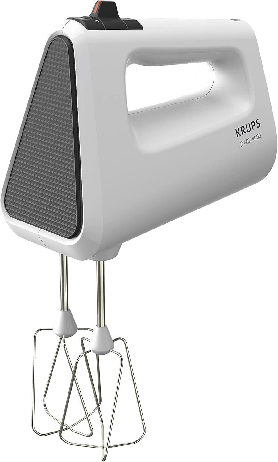 Krups GN4001 3 Mix 4000 Handmixer | 450 watt | Robust design | Variabel hastighetsregulator | Turbo-Und Auswurf-Funktion | Inkl. 2 Rührbesen Und 2 Knethaken | Weiß/Grau Kitchen Naty Shop