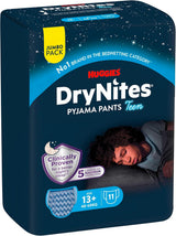 Huggies DryNites nattblöjor för sängvätning, pojkar 13-ca 17 år (48-60 kg), 33 Count (3x11), Jumbo månadspaket, XL-trosor