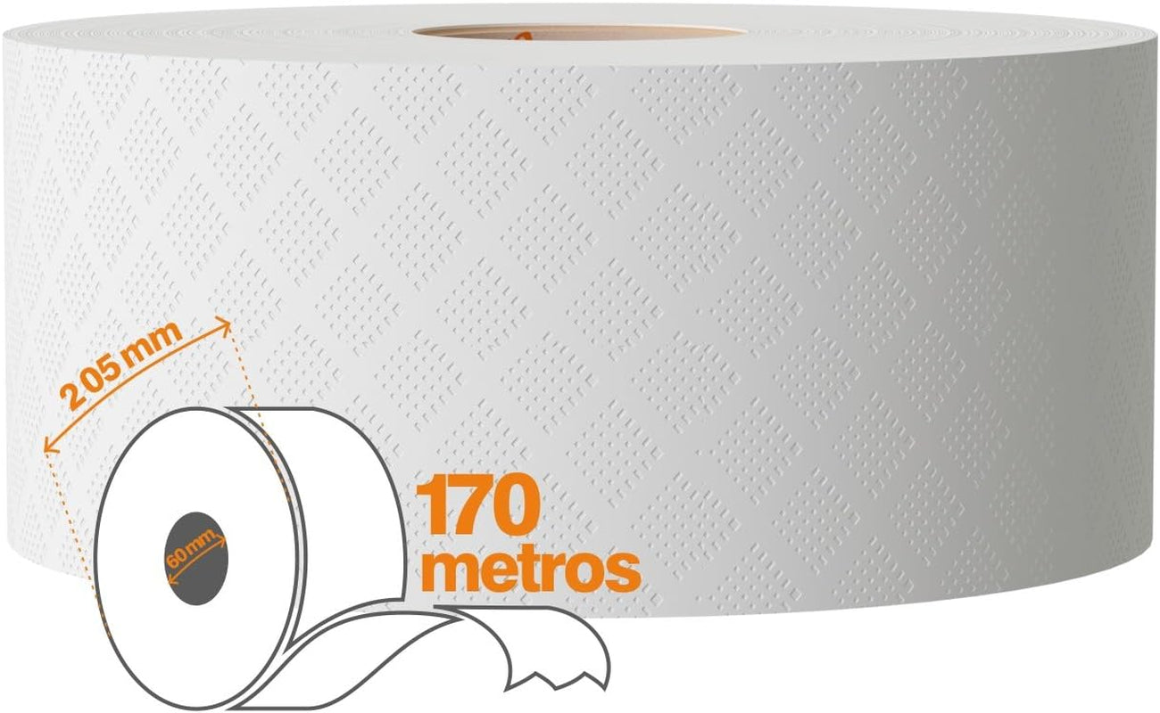 Toalettpapper Renova Jumbo BLK, 12 rullar vid 170 M, vitt papper, 2 lager