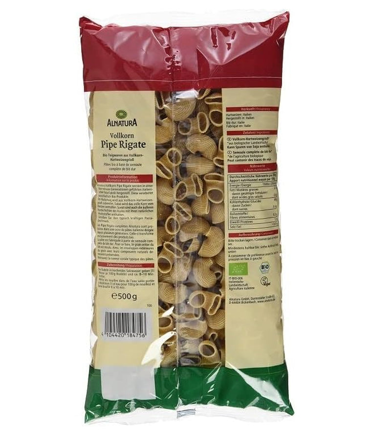 Pipe Rigate ekologisk fullkornspasta, vegansk, 500 g
