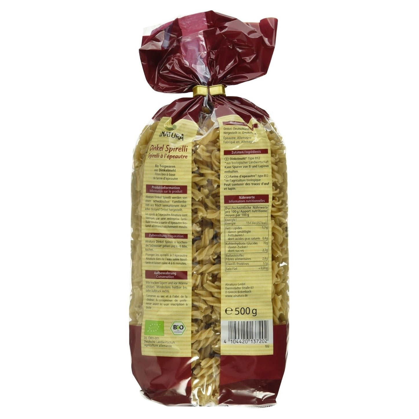 Ekologiska dinkelspiraler, 500g (förpackningen kan variera)