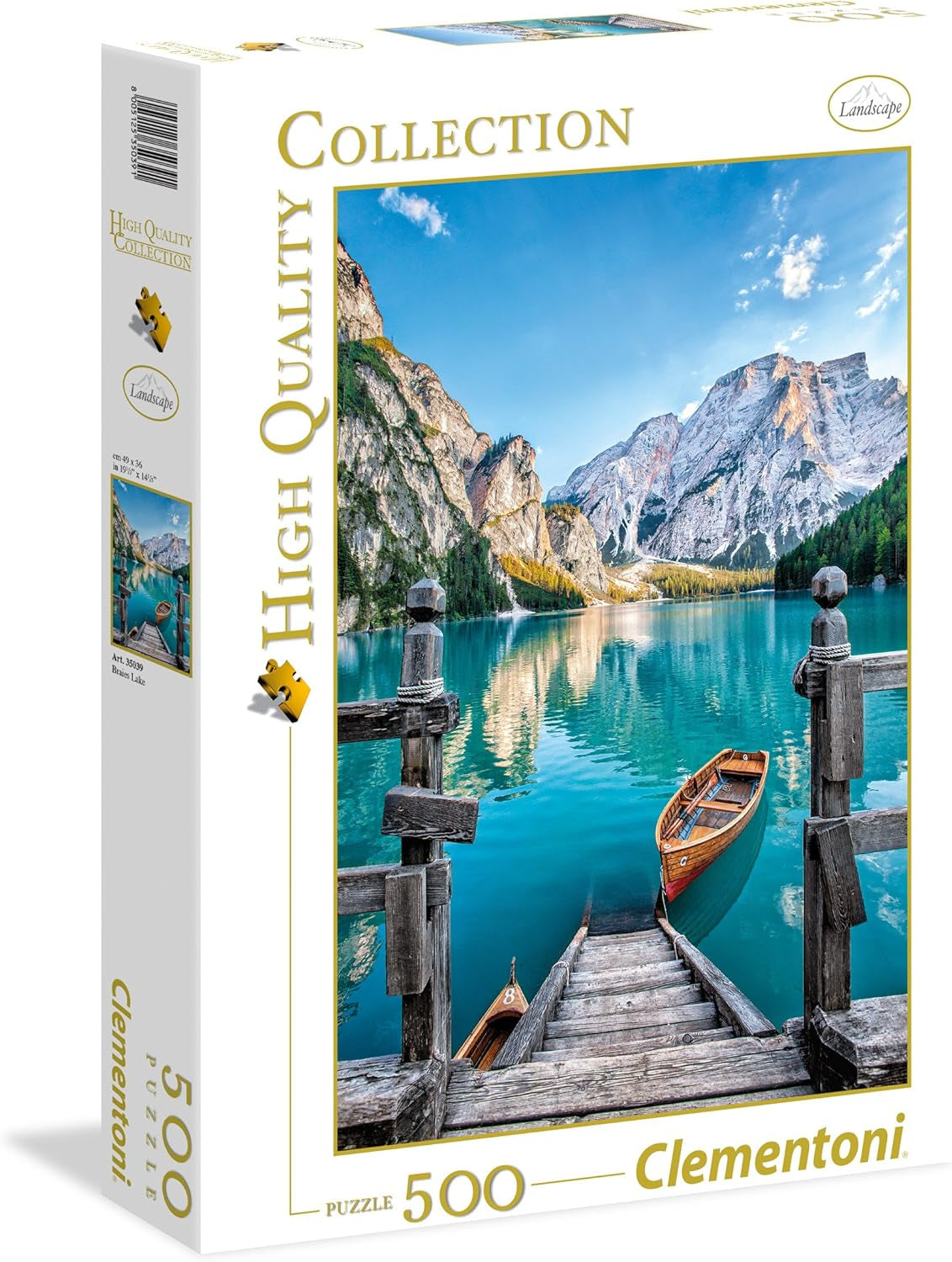 Clementoni 35039 Braies Lake - 500 pusselbitar från 9 år Färgglatt pussel för vuxna med djärva färger Skicklighetsspel för hela familjen Trevlig presentidé Pussel Naty Shop Standardtitel