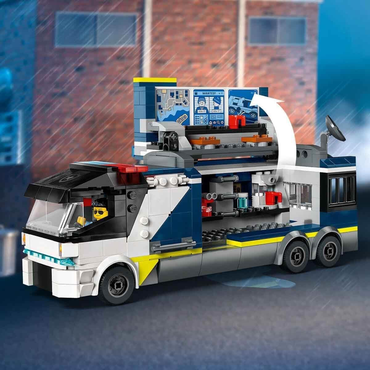 LEGO City polisbil med labb, fyrbäddspolisset och leksaksbil för barn, present till pojkar och flickor från 7 år och uppåt, plus 5 minifigurer - 2 poliser, 1 forskare och 2 skurkar 60418 Byggset Beuche den LEGO-Store
