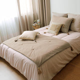 Njut av hemfilt, beige, naturligt, med 4 jutepumps, 90 X 190 cm, 100 % bomull, Oeko-Tex Certified, Panama Collection Naty Shop filtar och täcken