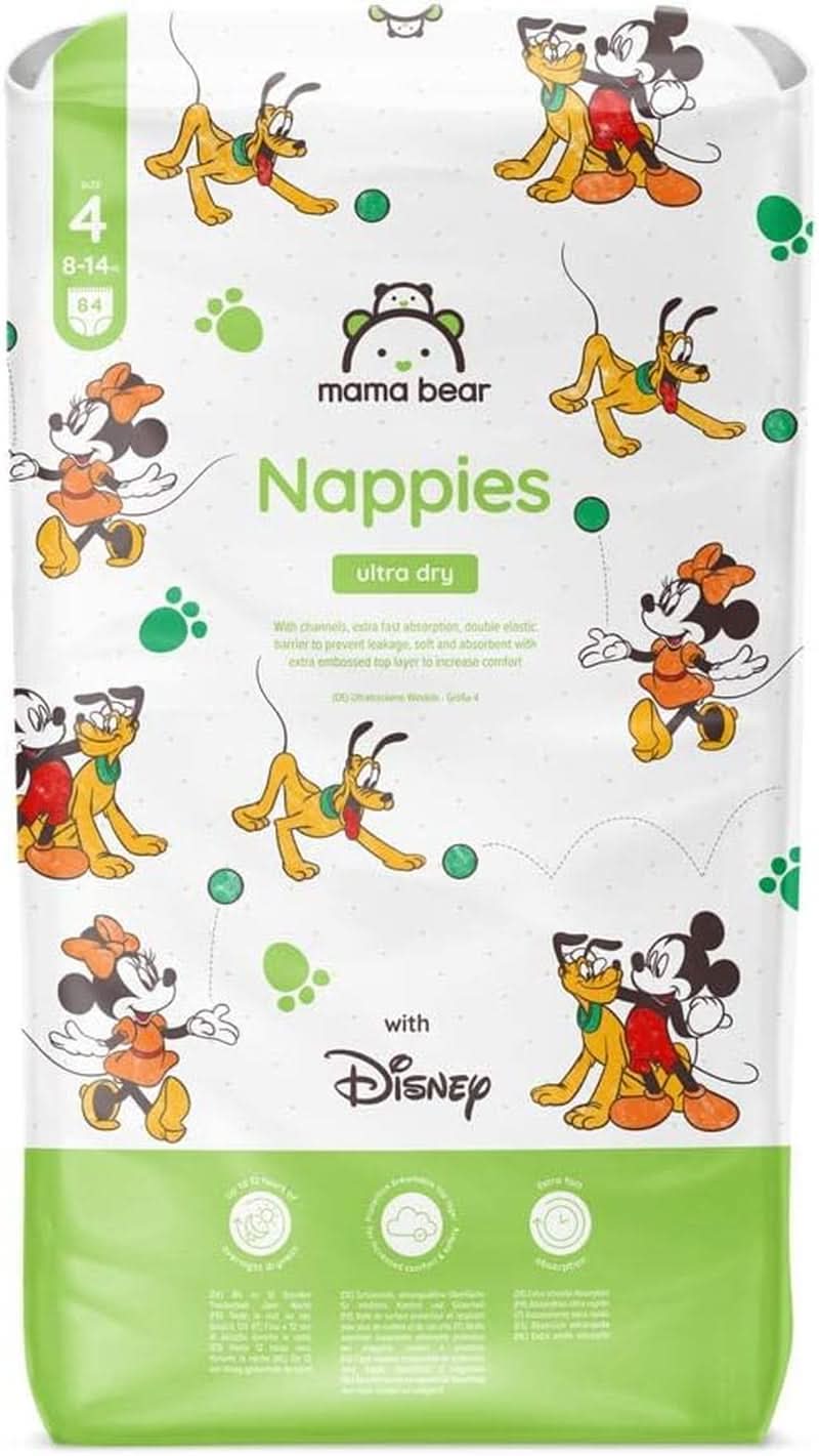 Mama Bear Disney Ultra Dry blöjor storlek 4 (8-14 kg), vit, 84 stycken (1 förpackning) Naty Shop storlek 4 (8-14 kg) Enkelpack