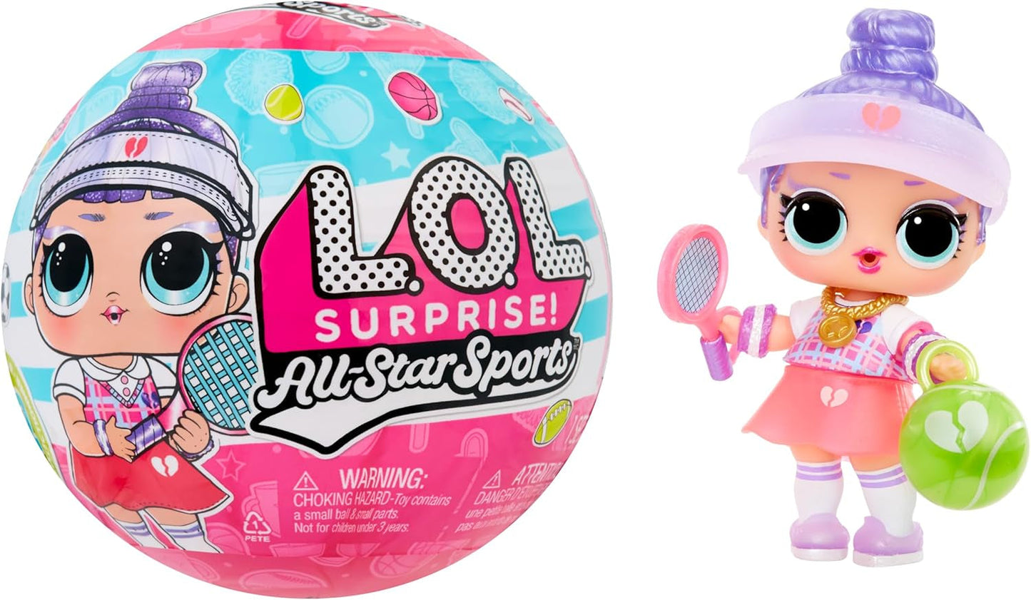 LOL Överraskning! All-Star Sports Vault Tots Collection - Innehåller 1 docka, bepansrad förpackning, 12 samlardockor, 8 tillbehör för uppackning, perfekt för åldrarna 4 och uppåt, Rosa