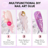 Makartt Rhinestone Adhesive Gel - 15ml UV Nagellim Set med Rosa Nail Charms Heart Circle Nail Smycken och Nageldesign Tillbehör för Hemmanikyr Alla hjärtans dag present