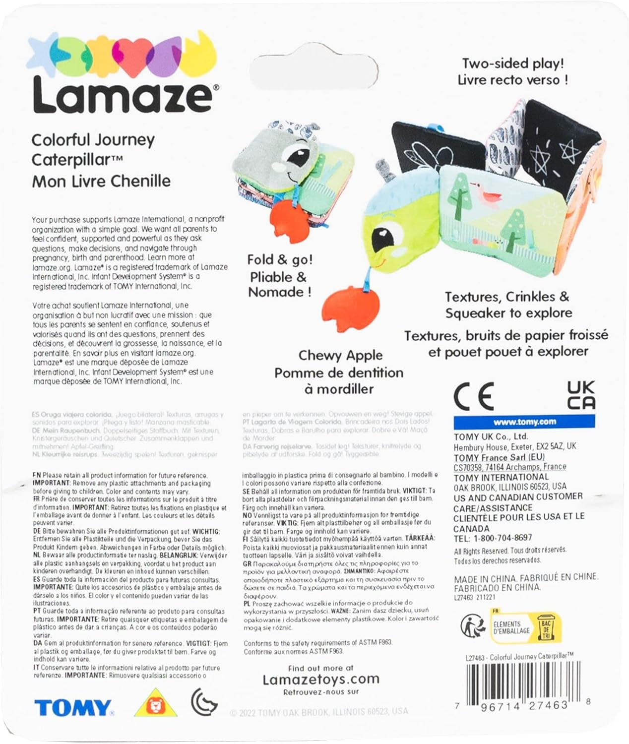 Lamaze Colorful Caterpillar Ride, nyfödd leksak, babysensorisk leksak med färger och ljud, utvecklingsleksak för 6 månader pojkar och flickor, L27463 Babyleksaker Naty Shop