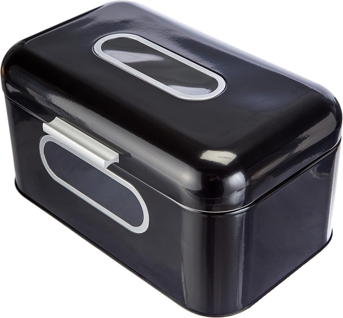 ECHTWERK Retro brödkorg i metall med visningsfönster och lock, set med 3 eleganta förvaringslådor, 1,4 liters kapacitet, röda matförvaringslådor Naty Shop Black S Single