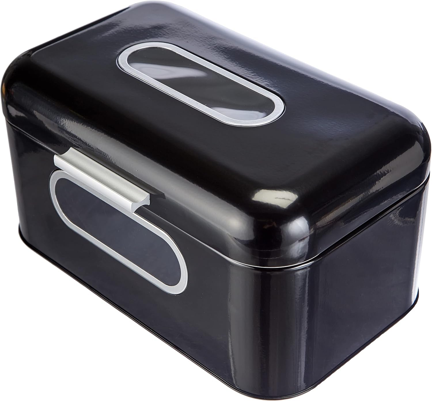 ECHTWERK Retro brödkorg i metall med visningsfönster och lock, set med 3 eleganta förvaringslådor, 1,4 liters kapacitet, röda matförvaringslådor Naty Shop Black S Single