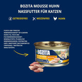Bozita Mousse Kyckling - 12 x 85 g våt kattmat med fin konsistens av mousse och kyckling - spannmålsfritt recept, utan tillsatt socker - med postbiotika för att stödja en hälsosam tarmflora