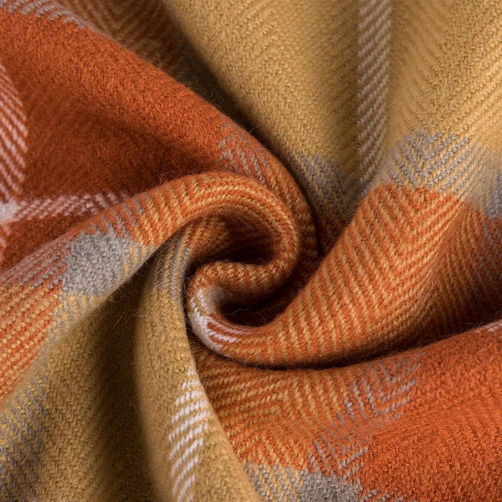 G Lake Orange Pläd filt Kasta Akryl Mjuk Vändbar Färgad fransad sängöverkast Present till juldekorationer 127 Cm B X 170,2 Cm L-Pumpkin Orange sängar och filtar G Lake