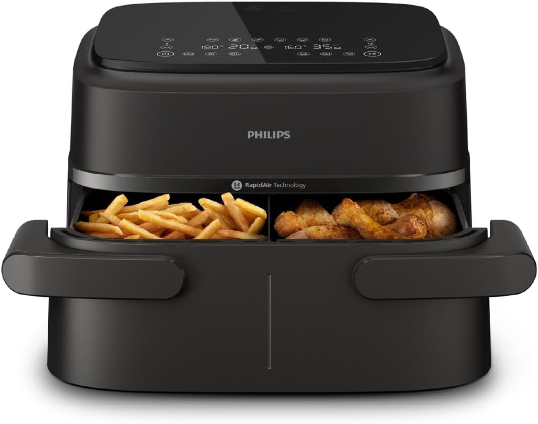 Philips Airfryer Dual Basket 3000 Series, 9L, 2 korgar, 2 diskar klara samtidigt, Rapidair plus varmluftsteknik Vitvaror Naty Shop Flex Basket 7,1 L