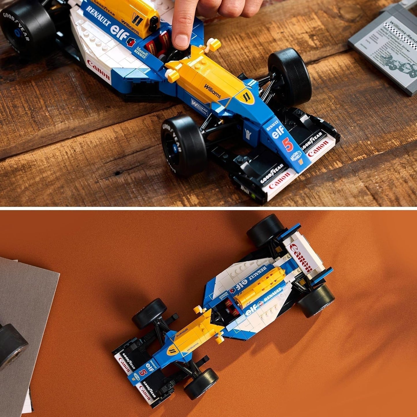 LEGO Icons Williams Racing FW14B med Nigel Mansell - F1 modellbilset med racerförares minifigurer att samla in - Skrivbordsdekoration med stativ - Present till vuxna och tonåringar Motorsportfans 10353 Byggset Besuche den LEGO-Store