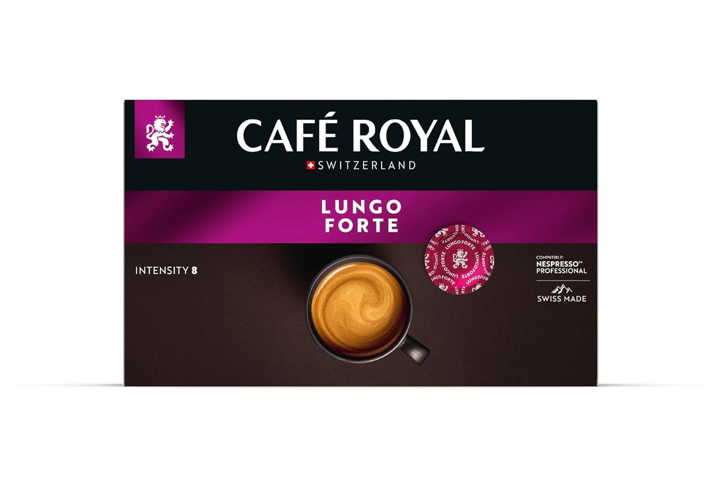 Café Royal Professional Pads, Lungo Forte, 50 Nespresso (R) Professionell kompatibla pads för kontor och gastronomie, Rainforest Alliance certifierad, 100 Prozent Arabica Kaffee, Intensitet 8