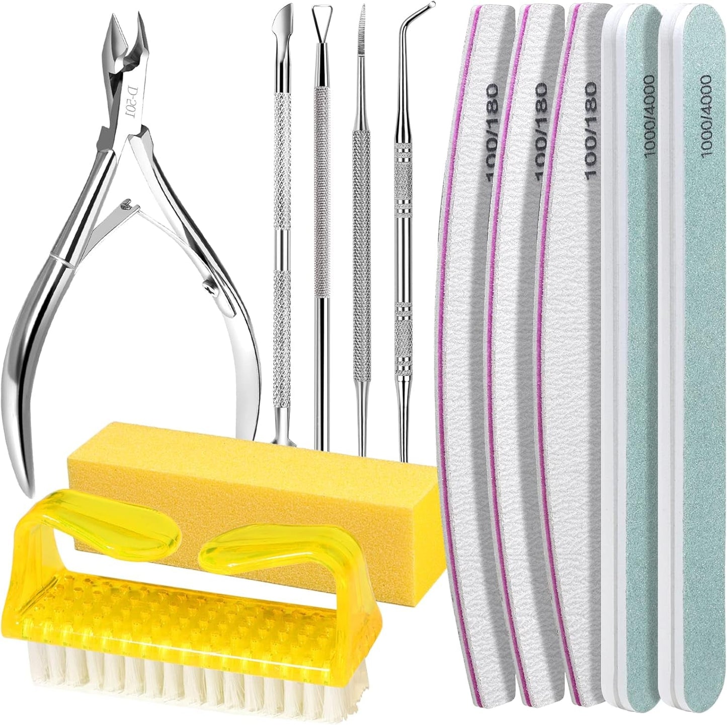 FANDAMEI Manikyr Set, Buffer Für Nägel, Nagelfeile 100/180, Nagelfeilen Für Gelnägel, Nagelhautschieber, Buffer Für Gelnägel, Feilen Für Gelnägel, Nagelzange, Nagelfeilen Set, Maniküre & Pedikyr Set