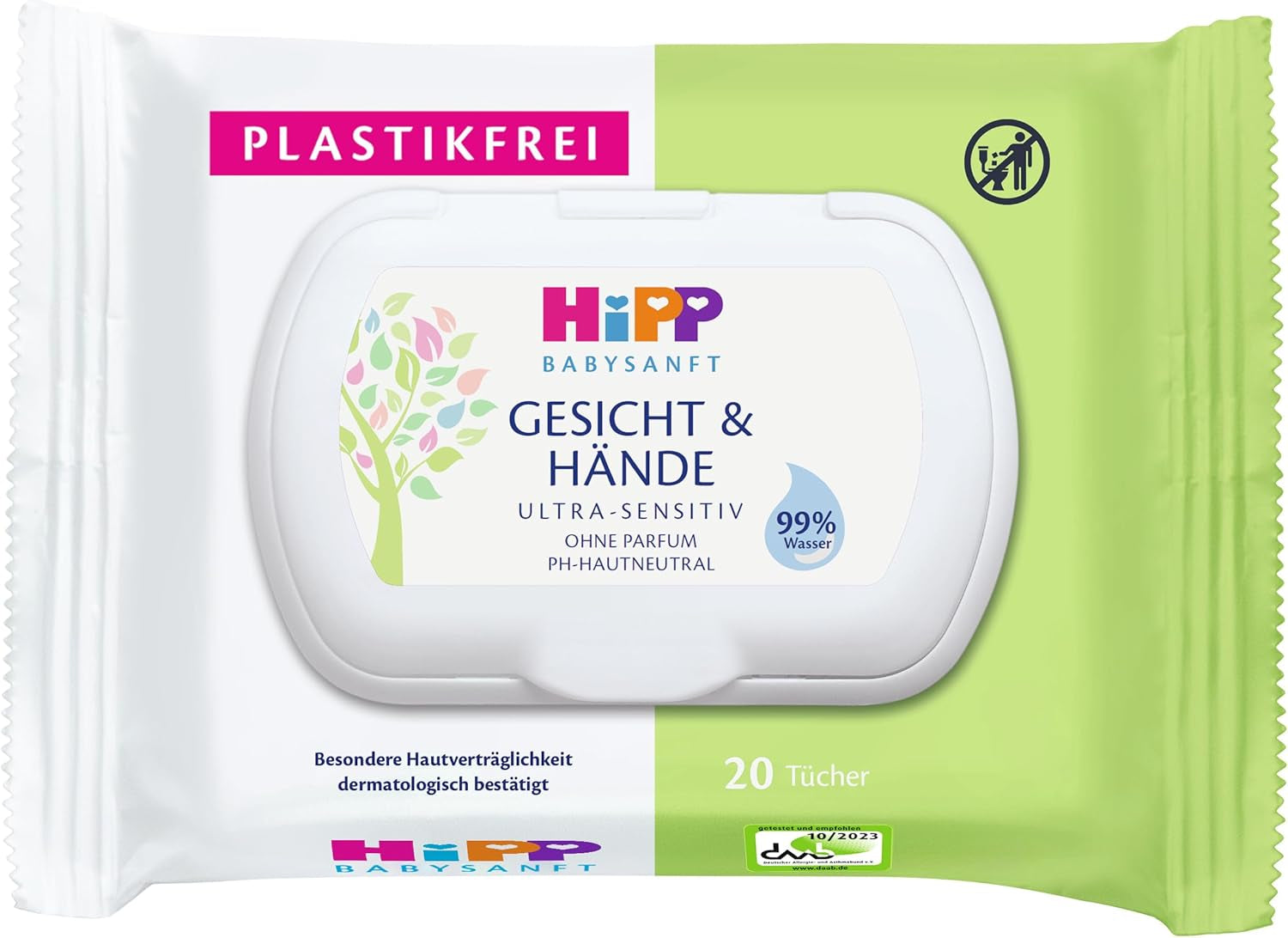 HiPP babymjuka våtservetter för ansikte och händer, paket med 12 (12 x 20 stycken)