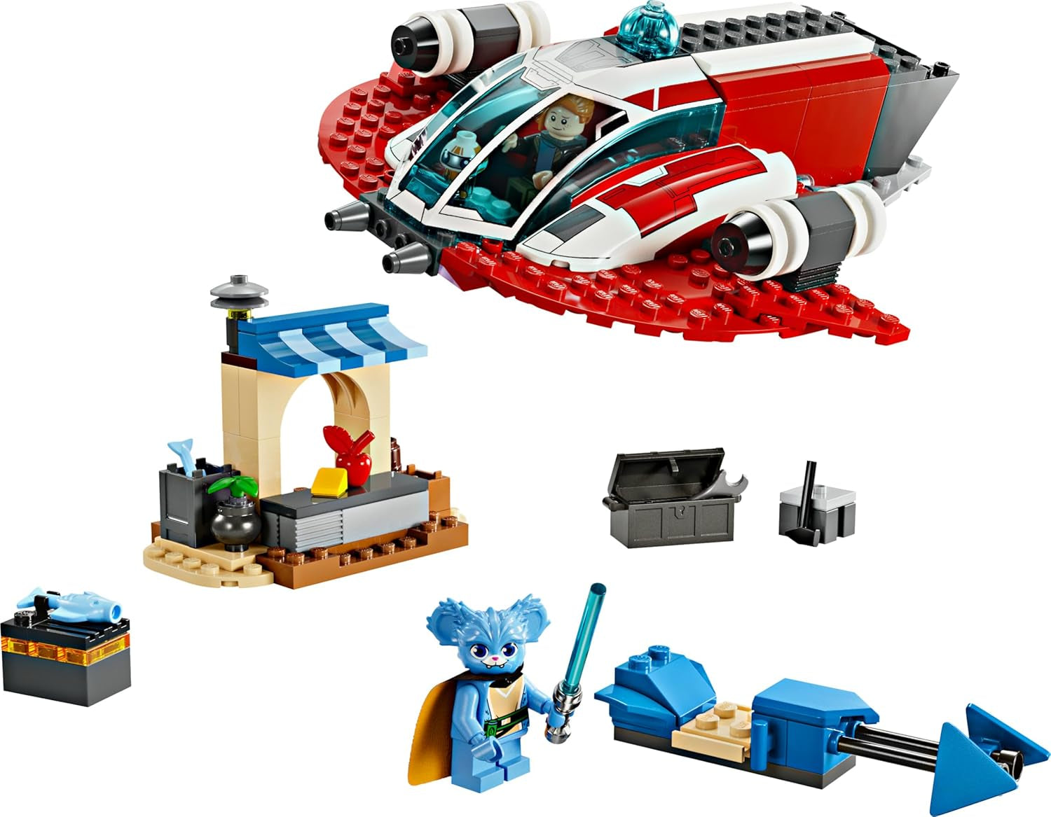 LEGO Star Wars: The Adventures of the Young Jedi Crimson Firehawk, startset för barn med byggbart rymdskepp, speedercykel och 3 figurer, present till pojkar och flickor 4 år gamla 75384 Byggset Besuche den LEGO-Store