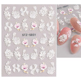 JMEOWIO 3D Nagelsticker Frühling Blume Nail Art Sticker Selbstklebend Nagelaufkleber 5D Stereoskopisk Buntes Sommer Blumen Dekoration Nageldesign Zubehör 4 Blatt