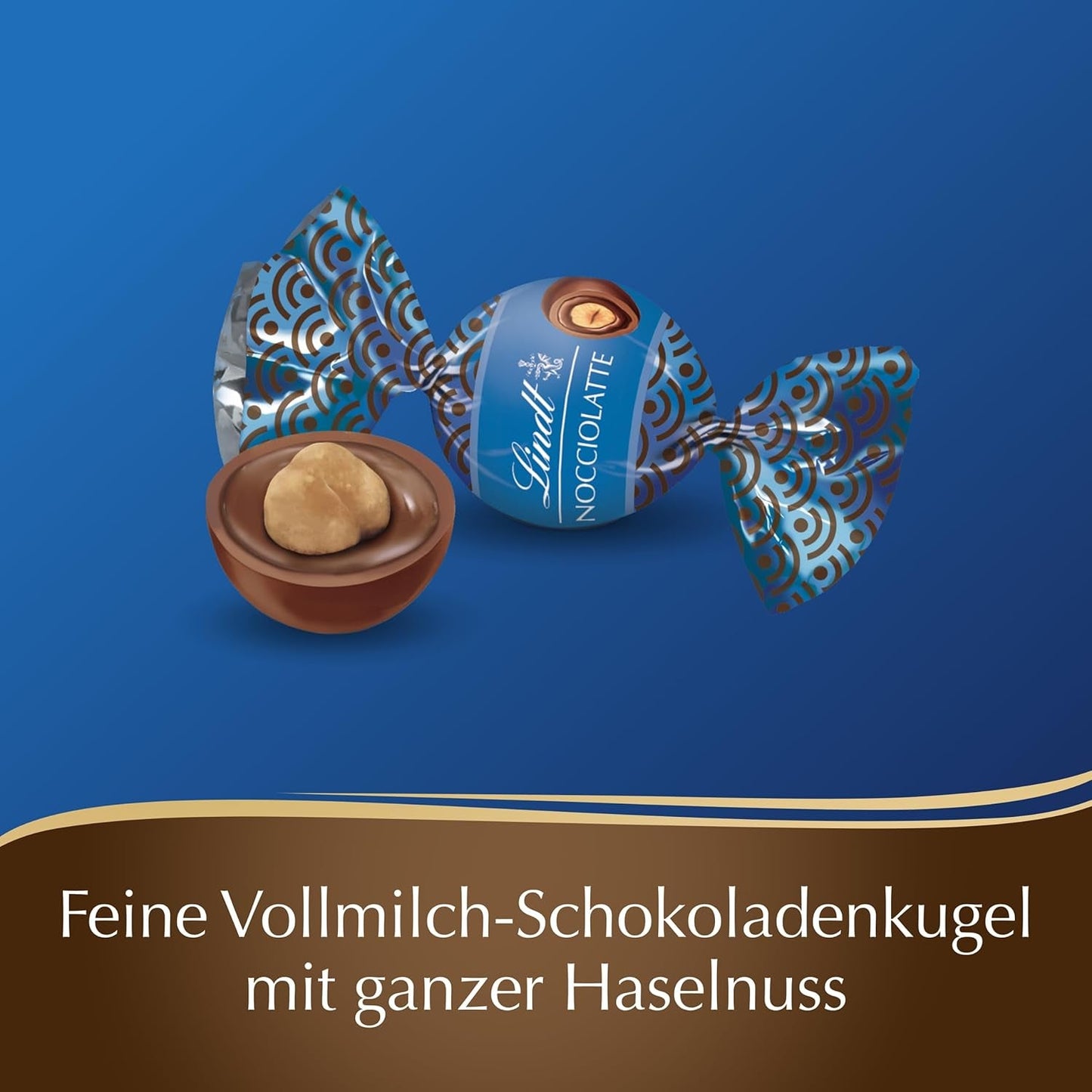 Lindt Roulette Ball Nocciolatte, mjölkchoklad med fyllning av hasselnötsgrädde och hela hasselnötter, 3000g