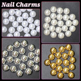 GZMAYUEN 920st Guld Silver Flatback Perlen Für Nägel, Halbrunde Weiße Beige Nail Perlen, Kleine Halbrunde Flatback Perlen Für DIY Nail Art Decor