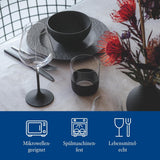 Villeroy & Boch Manufacture Rock Starter Set, 6 delar, svart, diskmaskinssäker, mikrovågssäker, mattsvart servisset, servis, bestick, premiumporslin