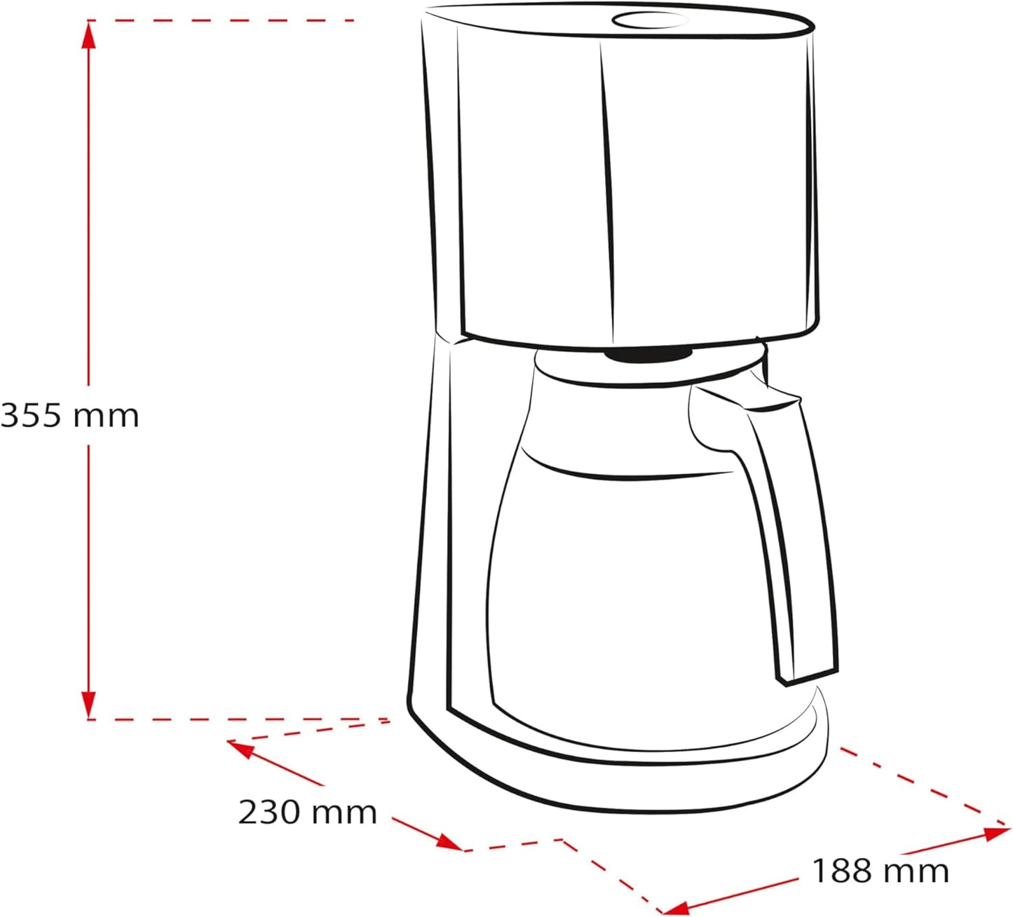 Melitta Enjoy Top Therm - Espressomaskin med filter och termokanna i rostfritt stål, för upp till 10 koppar kaffe, svart/rostfritt stål